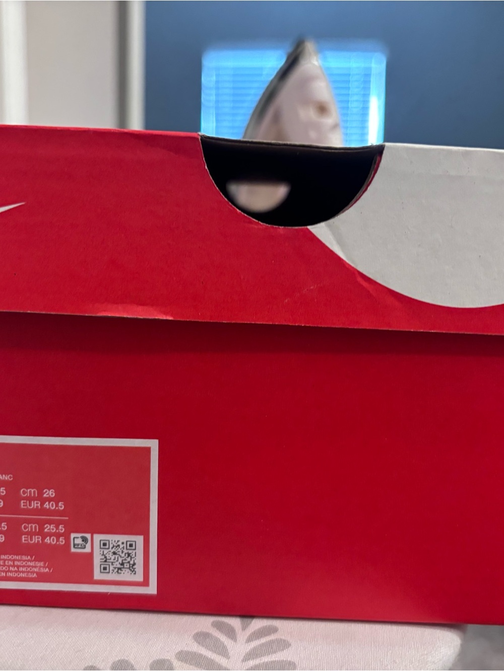 Nike Red and White Shoe Box with Swoosh Accent